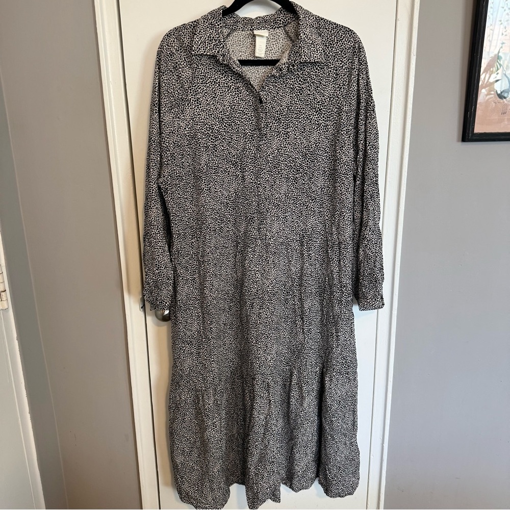 H&M Animal Print Tiered Midi Dress | Size L